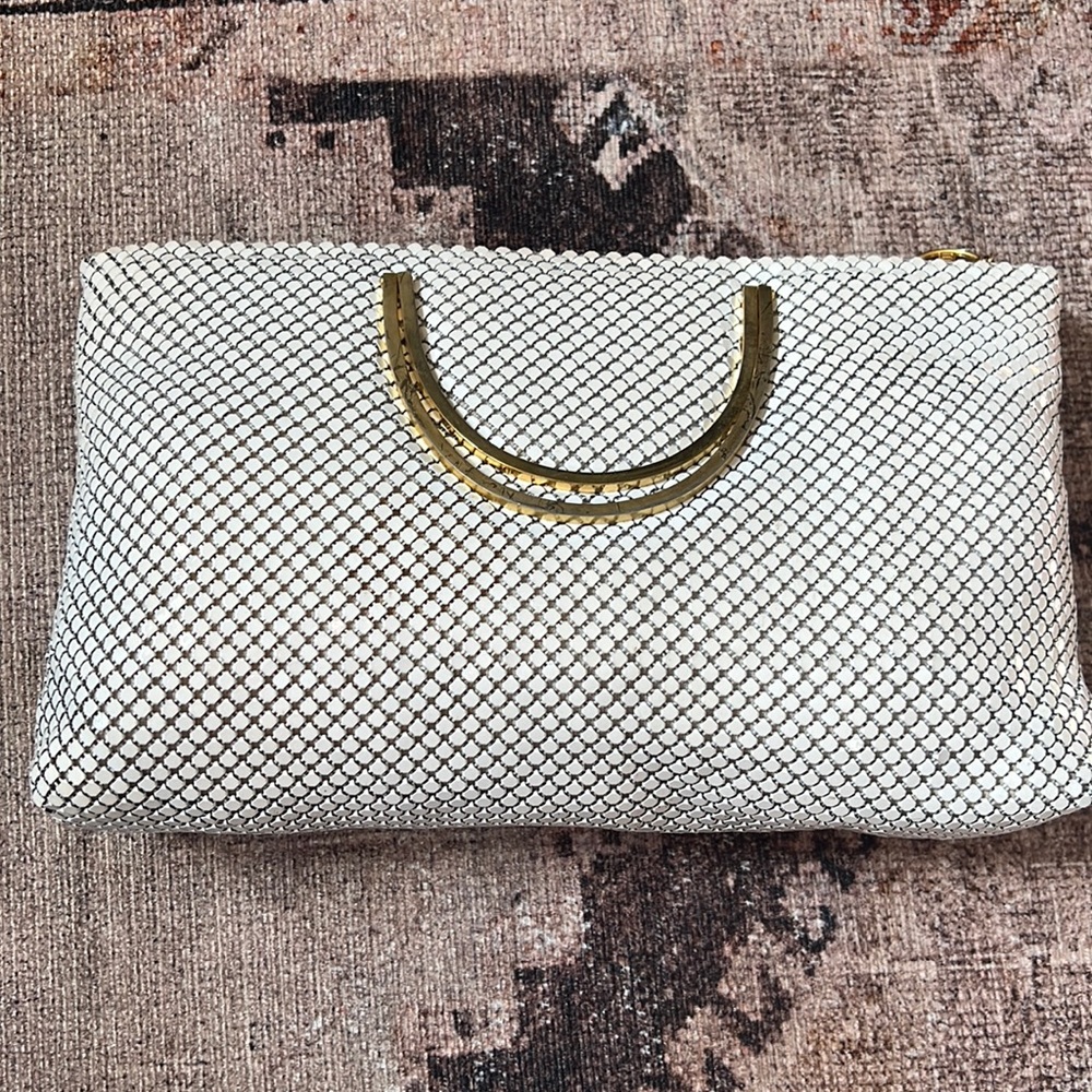 Vintage white & gold chainmail purse